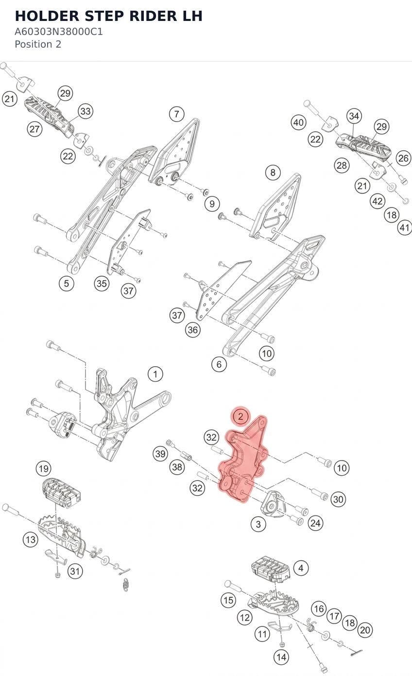 Diagram preview: HOLDER STEP RIDER LH (A60303N38000C1)