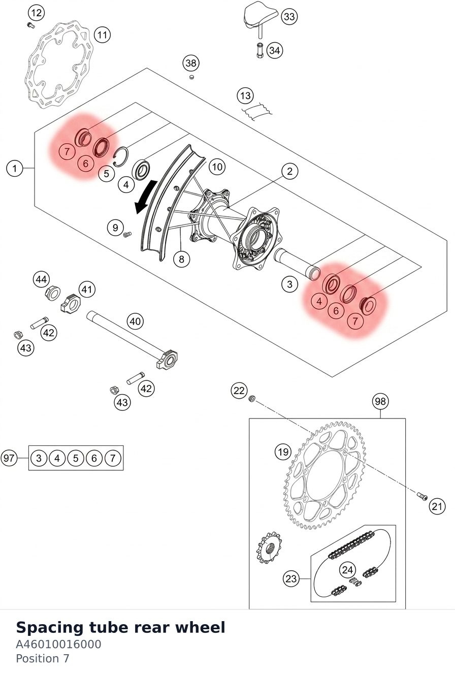 Diagram preview: Spacing tube rear wheel (A46010016000)