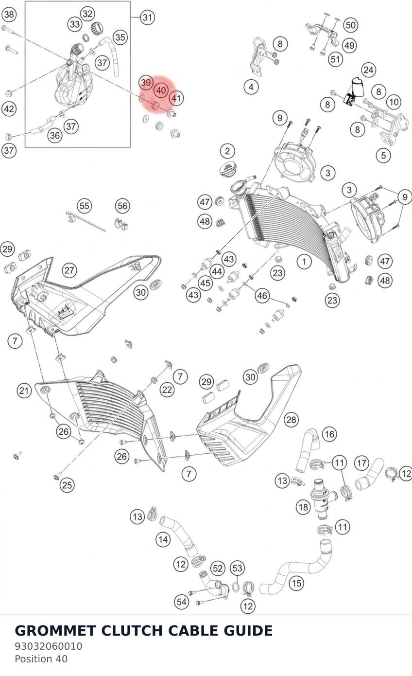 Diagram preview: GROMMET CLUTCH CABLE GUIDE (93032060010)