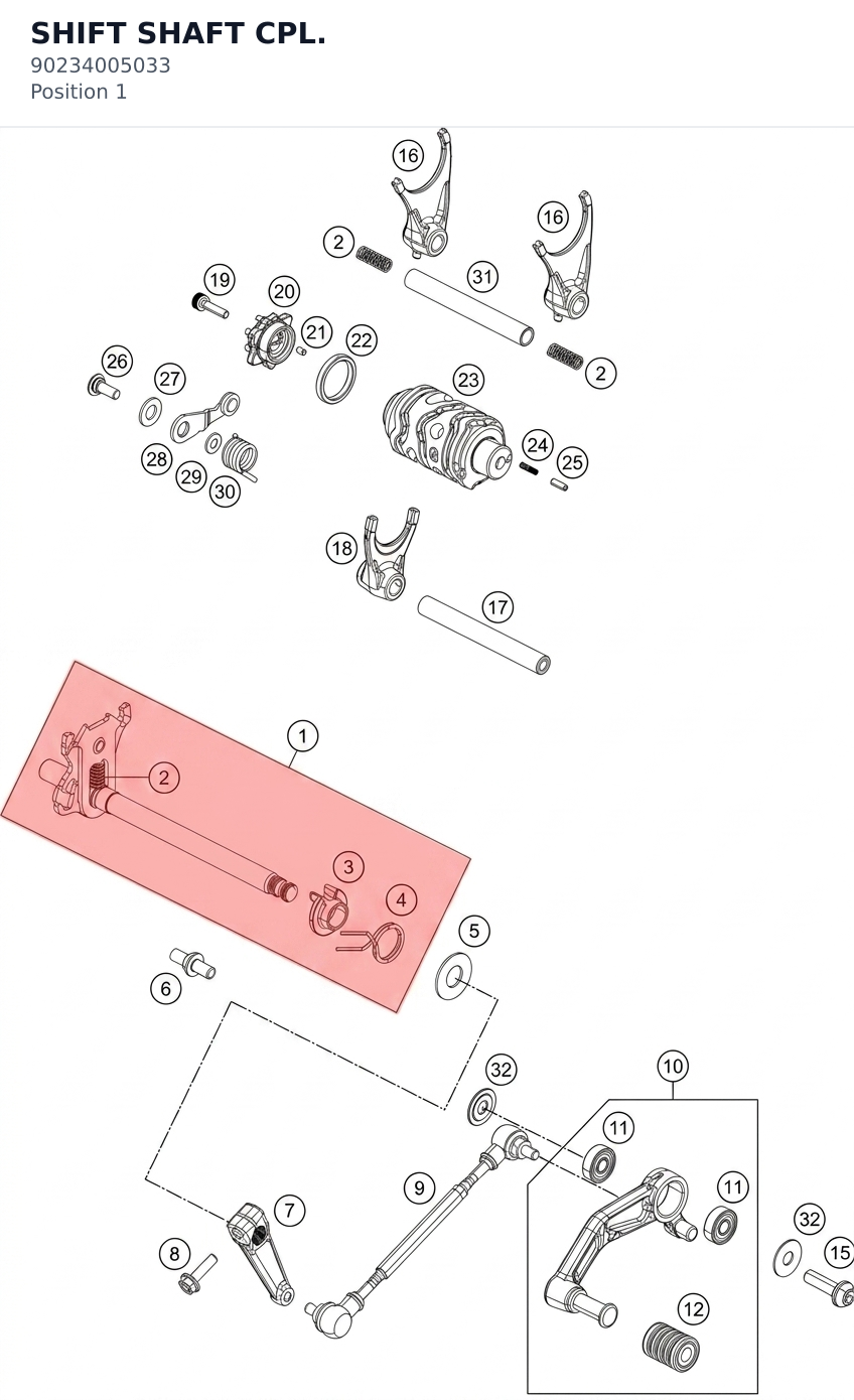 Diagram preview: SHIFT SHAFT CPL. (90234005033)
