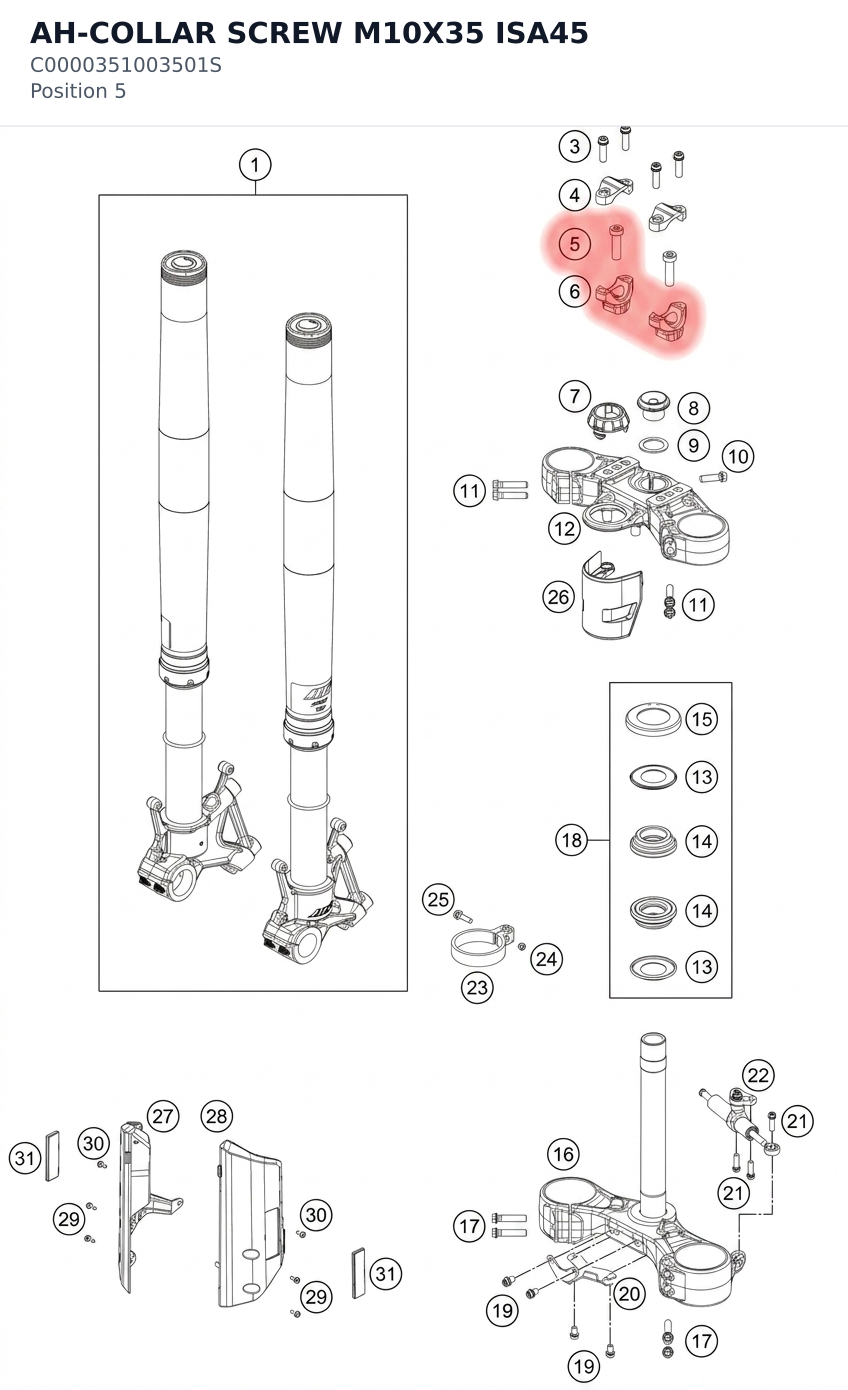 Diagram preview: AH-COLLAR SCREW M10X35 ISA45 (C0000351003501S)