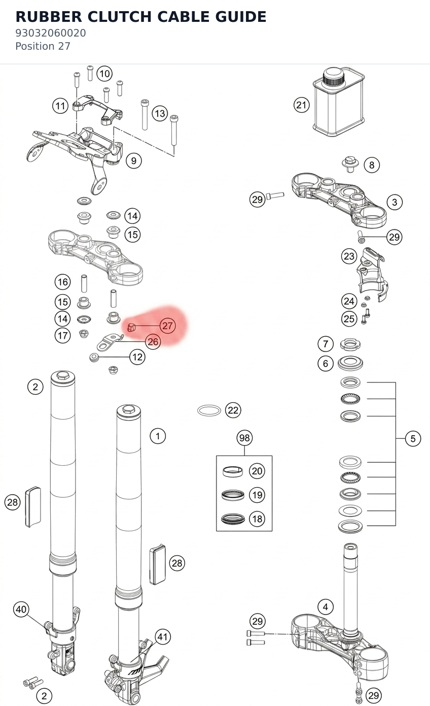 Diagram preview: RUBBER CLUTCH CABLE GUIDE (93032060020)