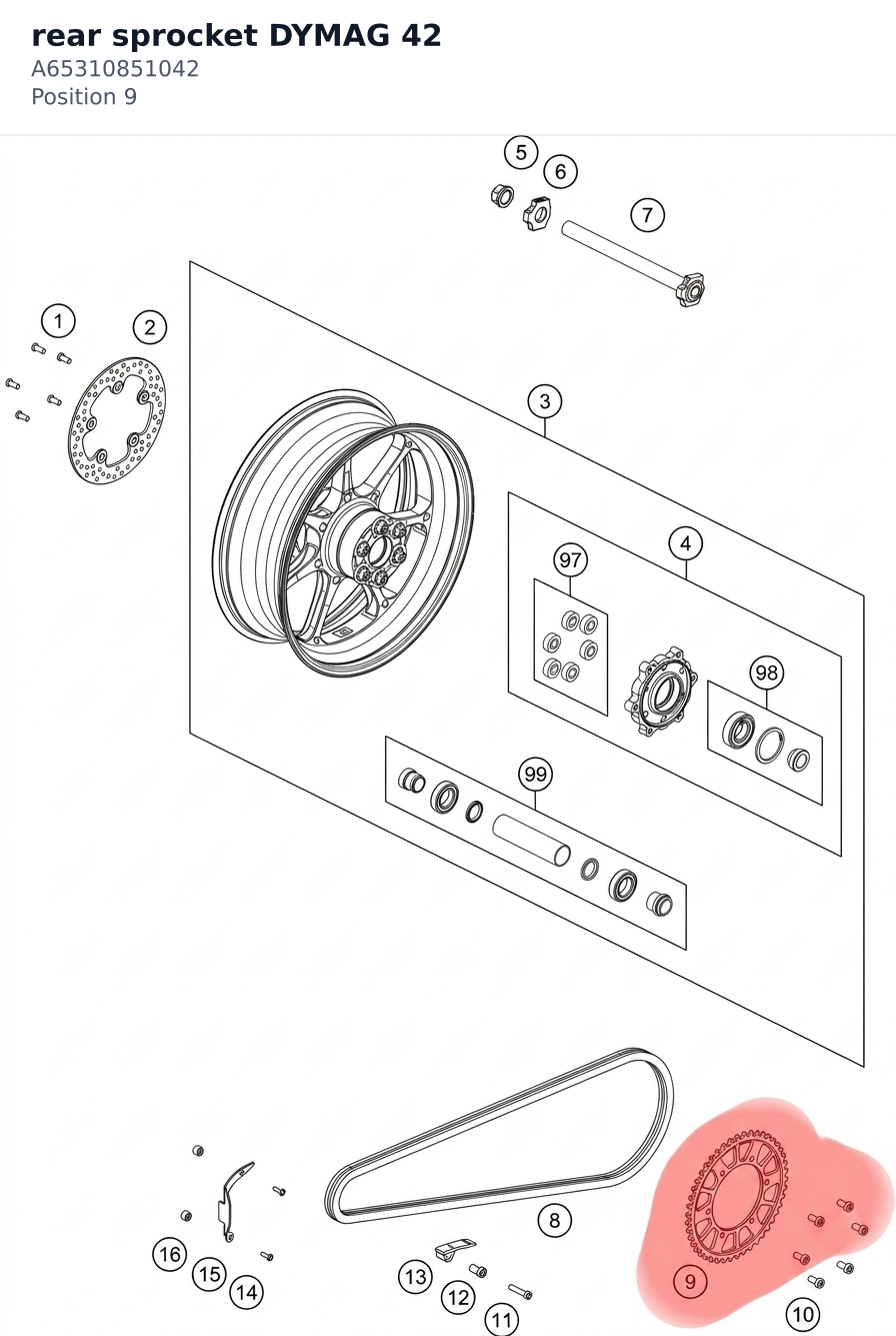 Diagram preview: rear sprocket DYMAG 42 (A65310851042)