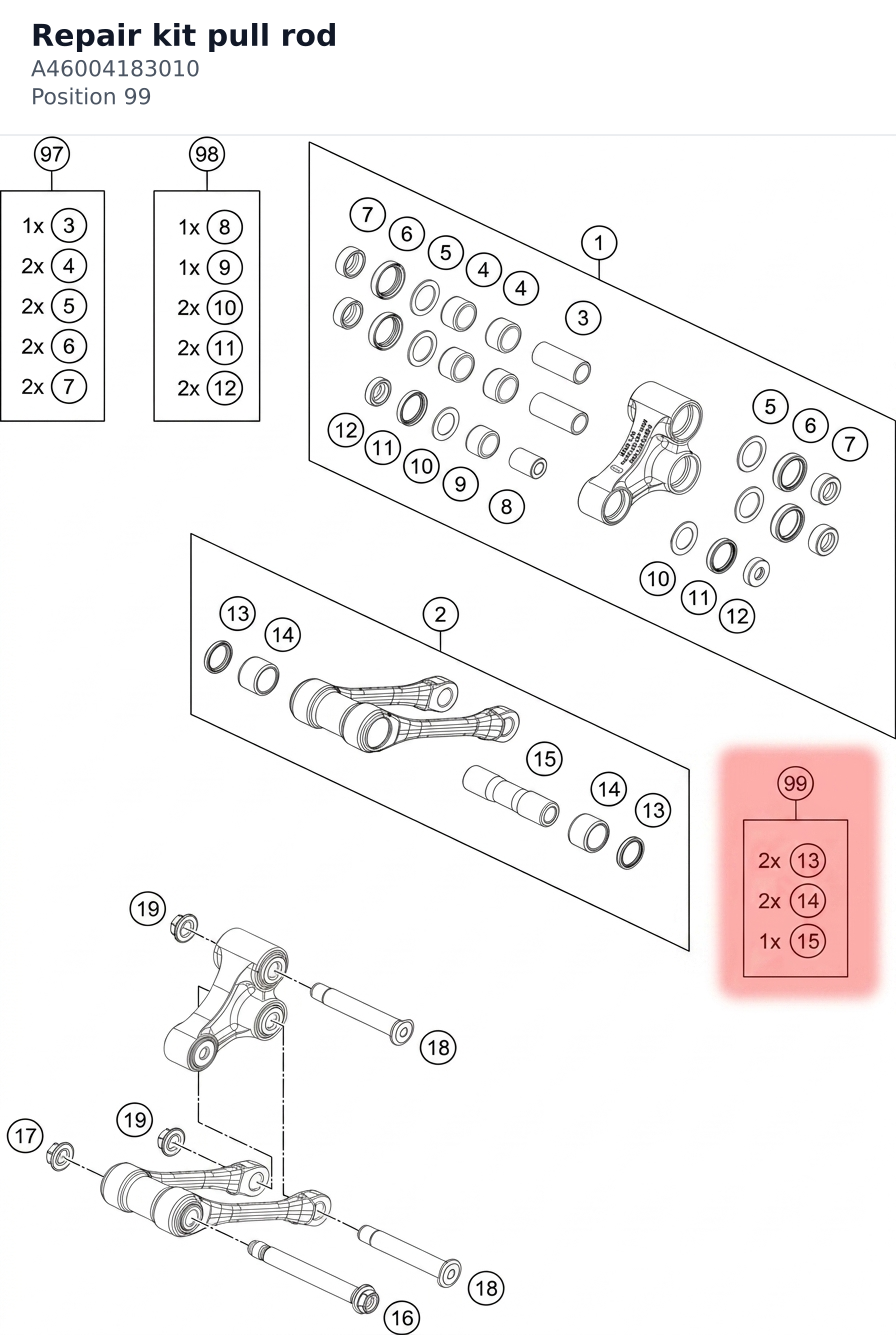 Diagram preview: Repair kit pull rod (A46004183010)
