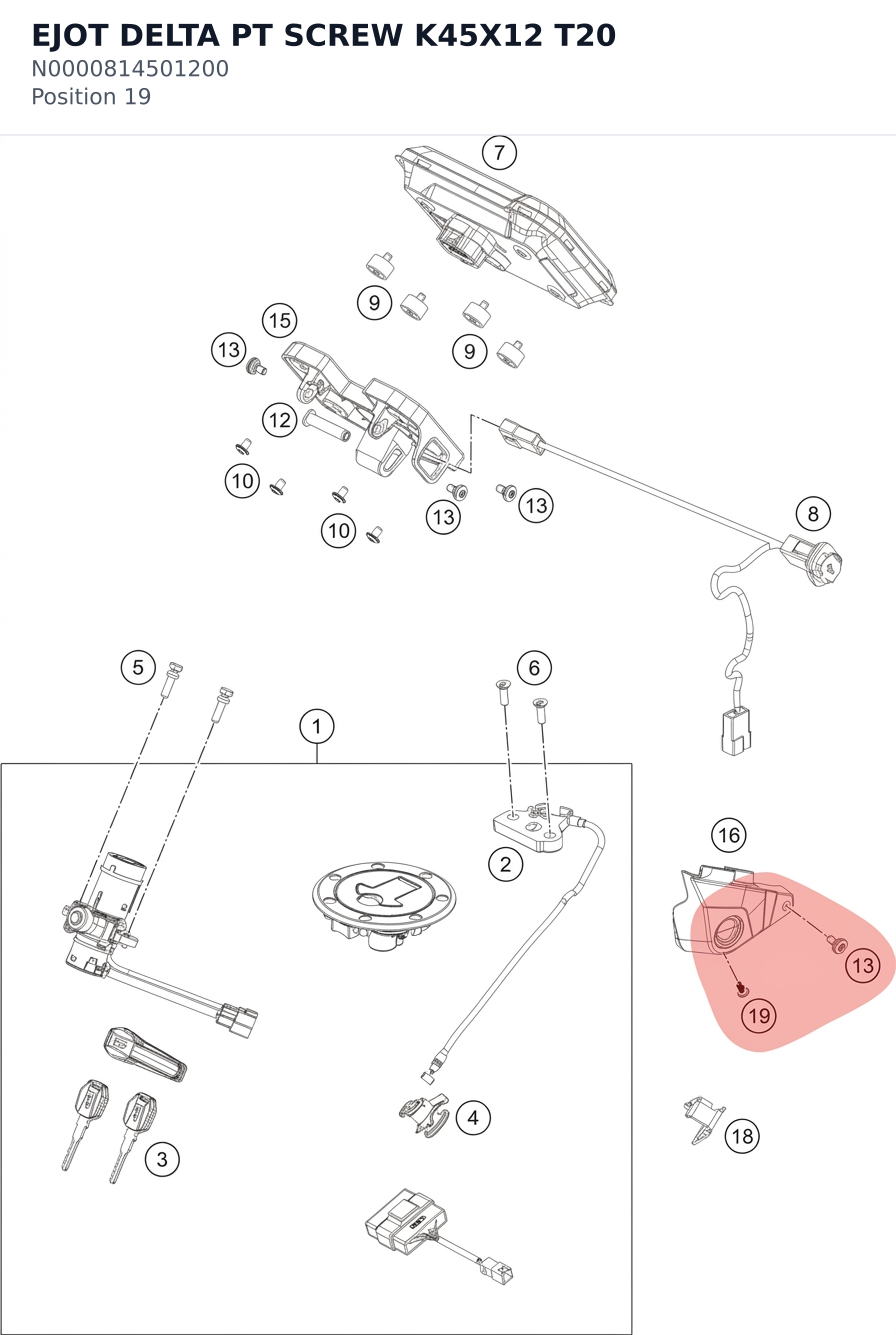 Diagram preview: EJOT DELTA PT SCREW K45X12 T20 (N0000814501200)