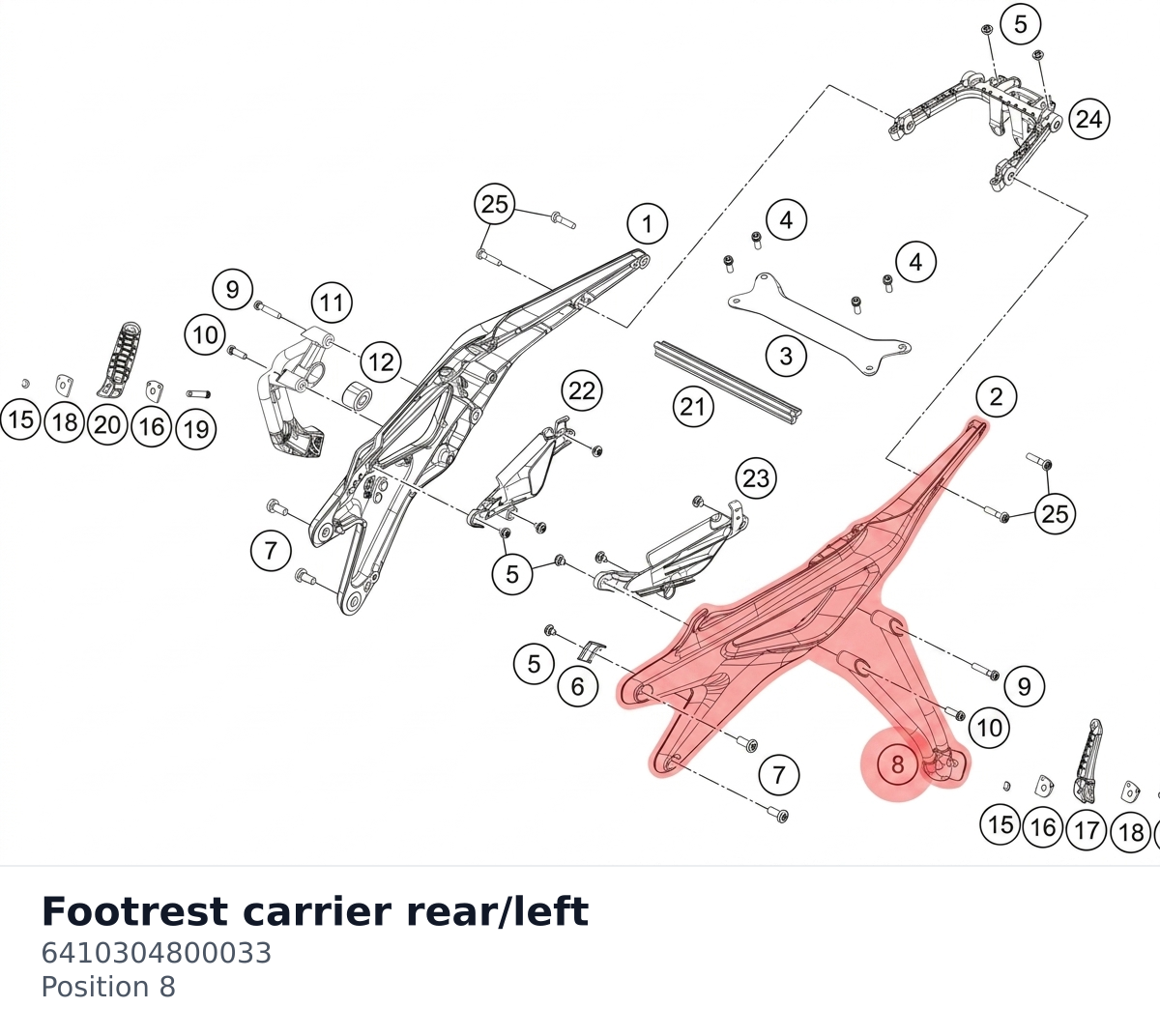 Diagram preview: Footrest carrier rear/left (6410304800033)