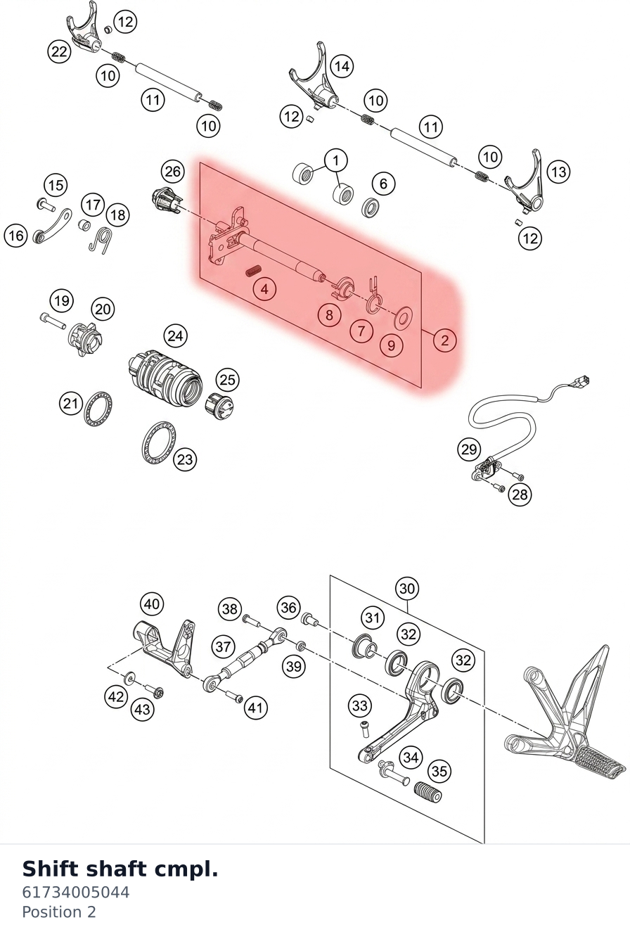 Diagram preview: Shift shaft cmpl. (61734005044)
