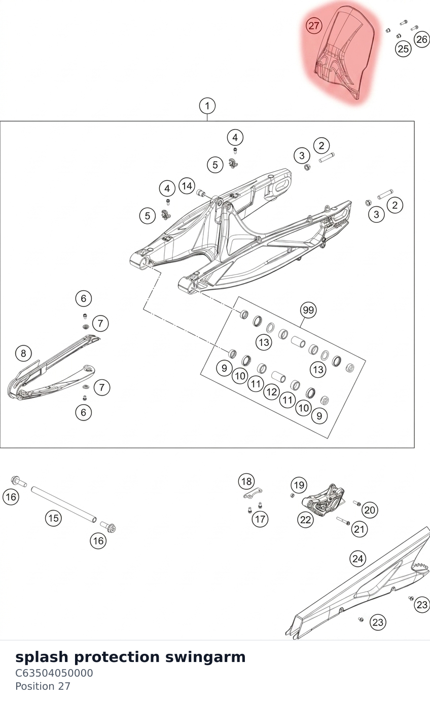 Diagram preview: splash protection swingarm (C63504050000)