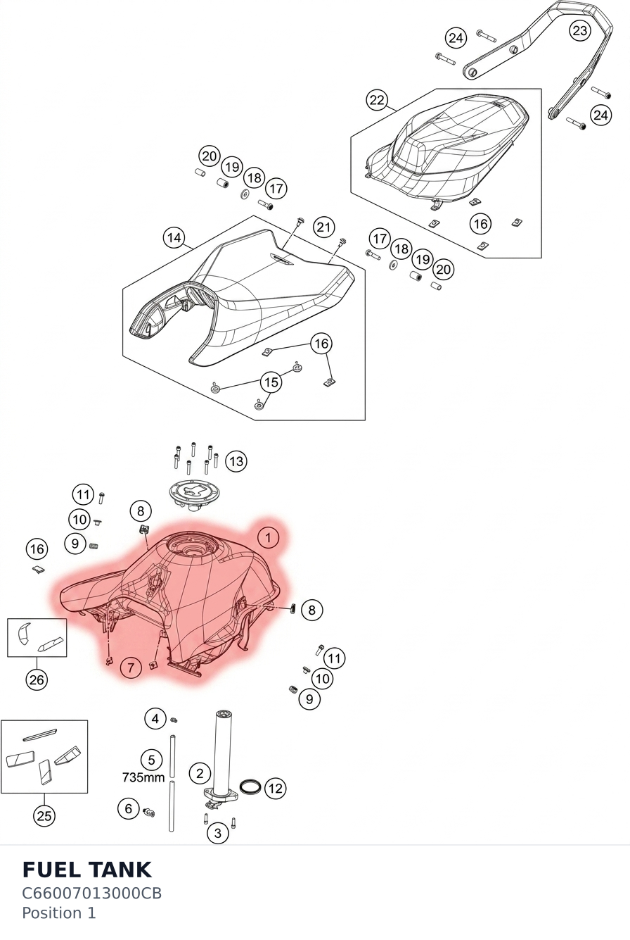 Diagram preview: FUEL TANK (C66007013000CB)