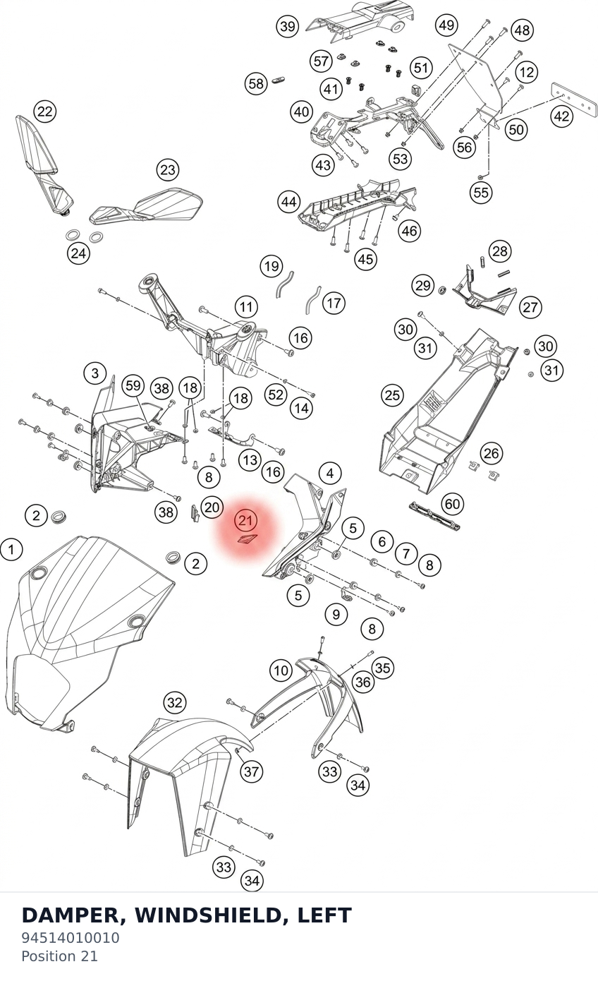 Diagram preview: DAMPER, WINDSHIELD, LEFT (94514010010)