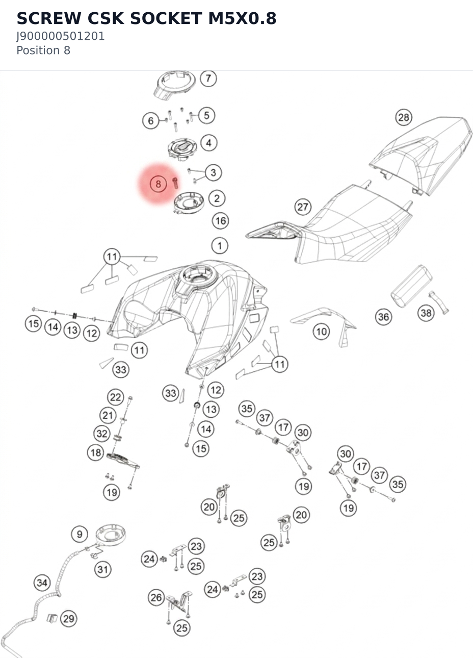 Diagram preview: SCREW CSK SOCKET M5X0.8 (J900000501201)