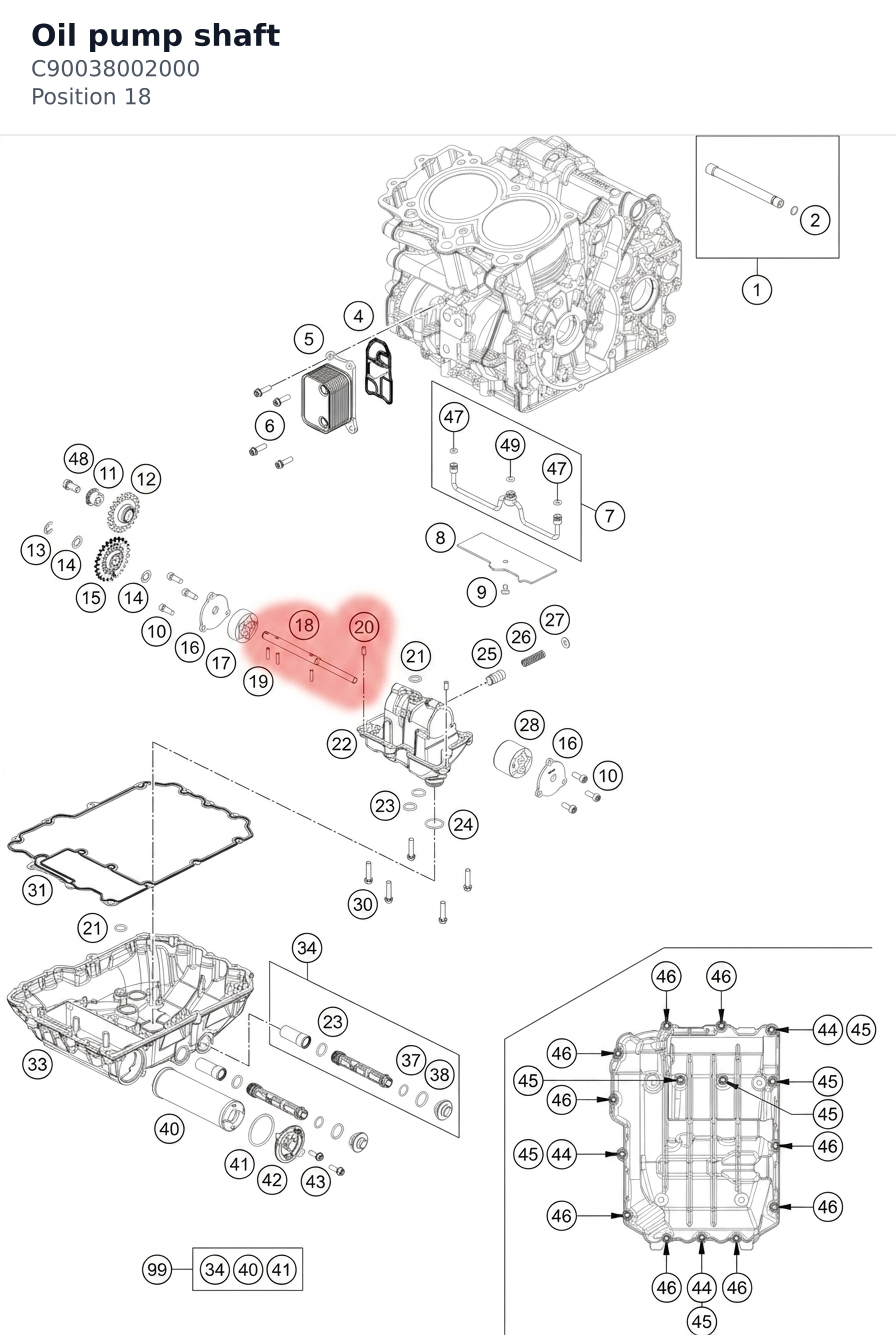 Diagram preview: Oil pump shaft (C90038002000)