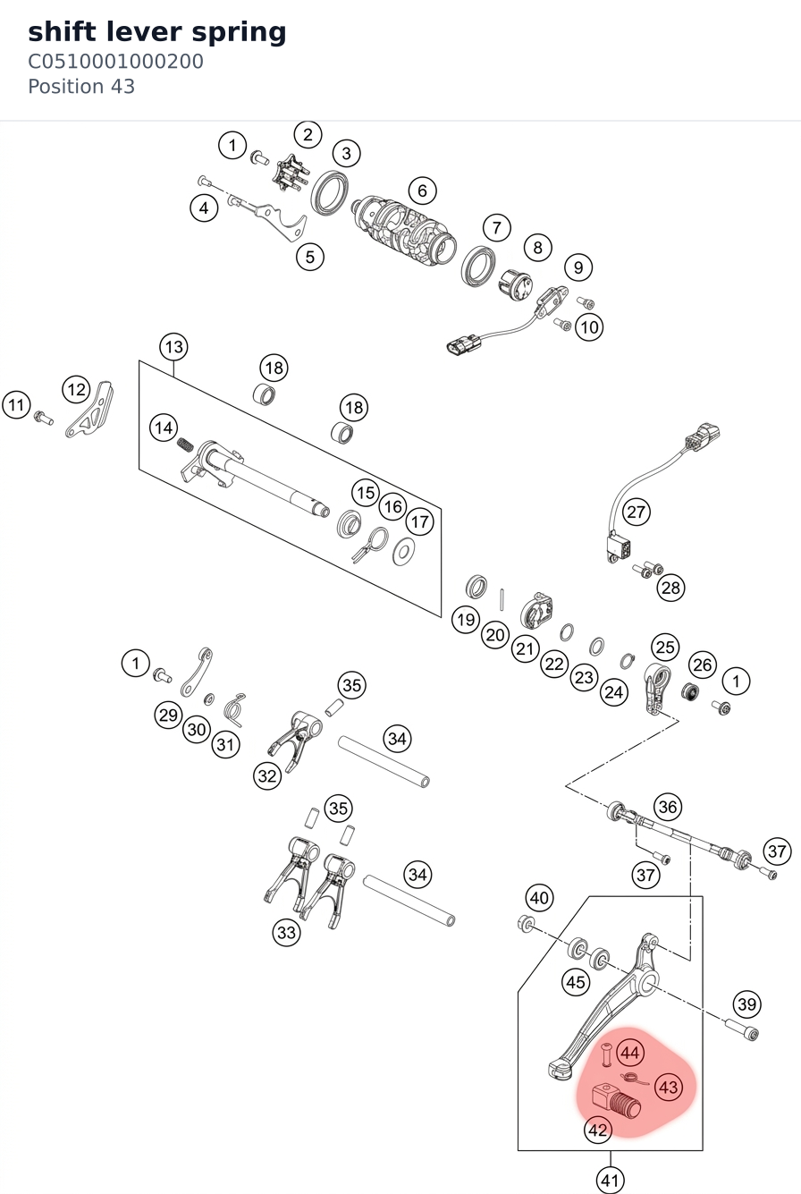 Diagram preview: shift lever spring (C0510001000200)