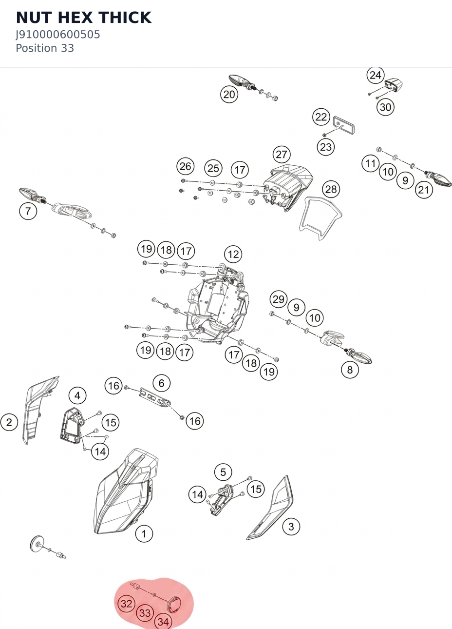 Diagram preview: NUT HEX THICK (J910000600505)
