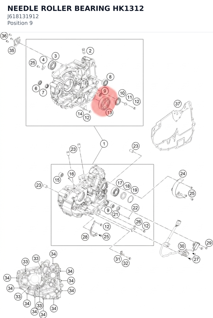 Diagram preview: NEEDLE ROLLER BEARING HK1312 (J618131912)