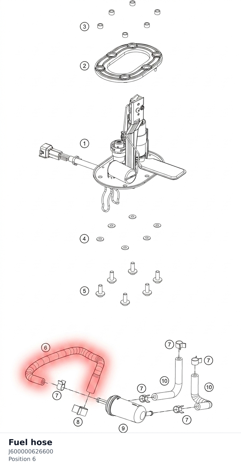 Diagram preview: Fuel hose (J600000626600)