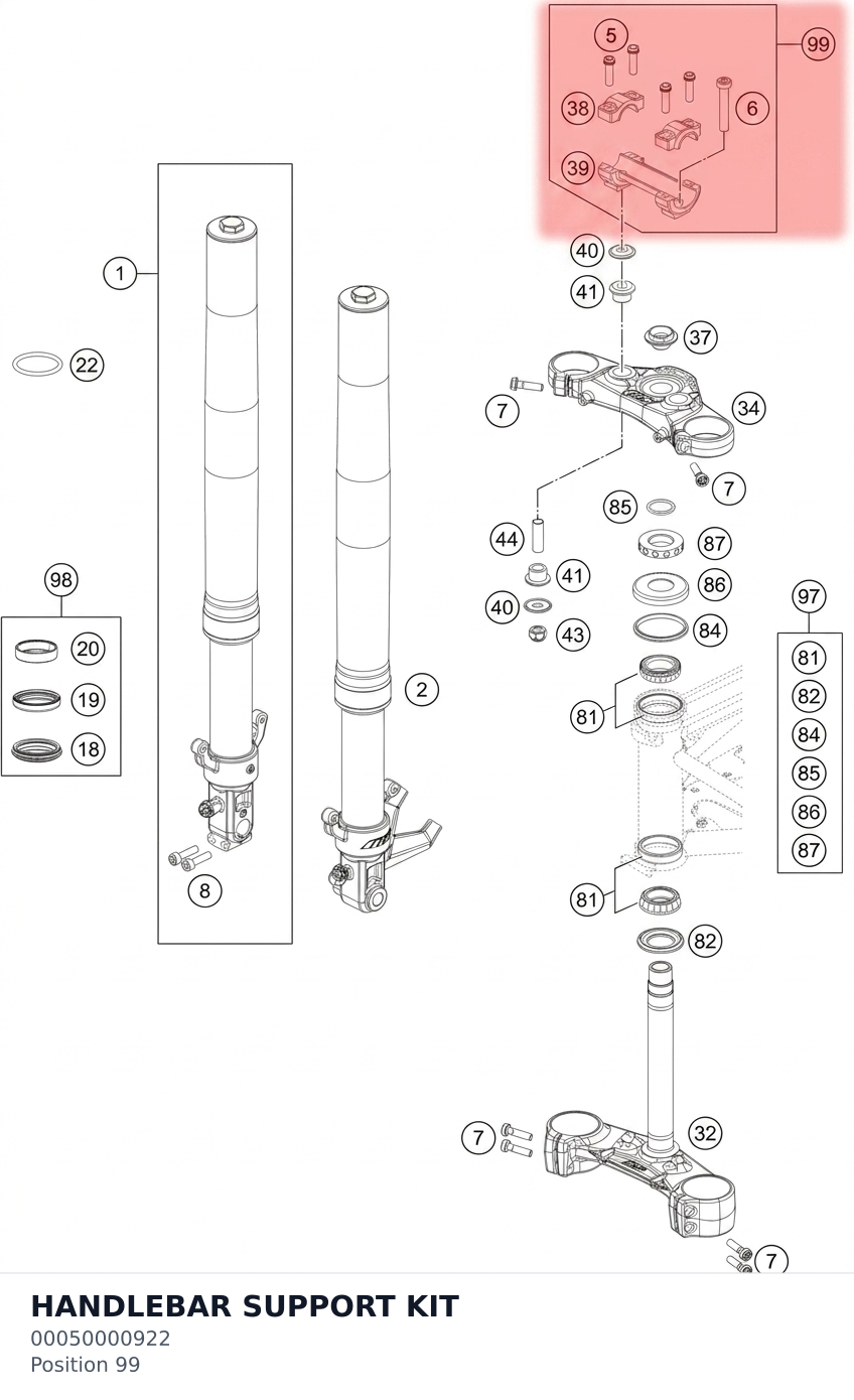 Diagram preview: HANDLEBAR SUPPORT KIT (00050000922)