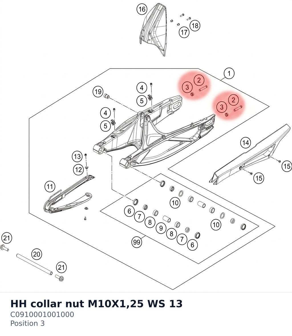 Diagram preview: HH collar nut M10X1,25 WS 13 (C0910001001000)