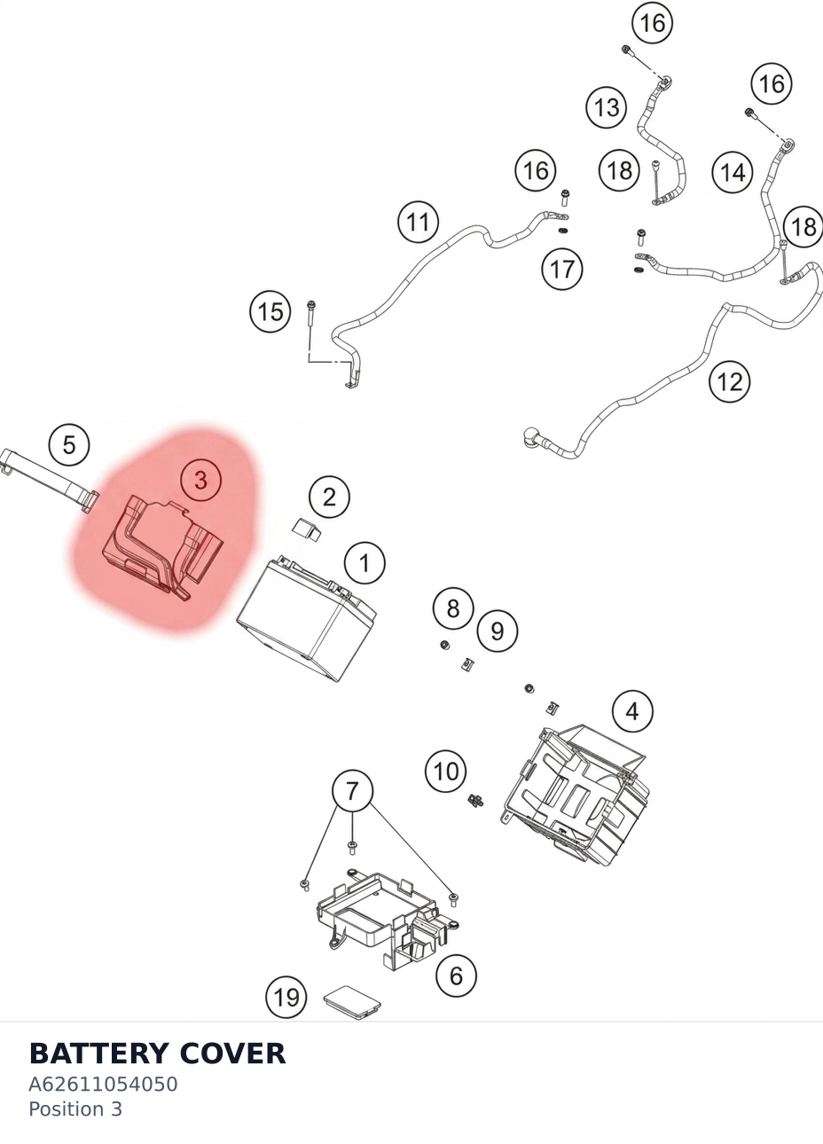 Diagram preview: BATTERY COVER (A62611054050)