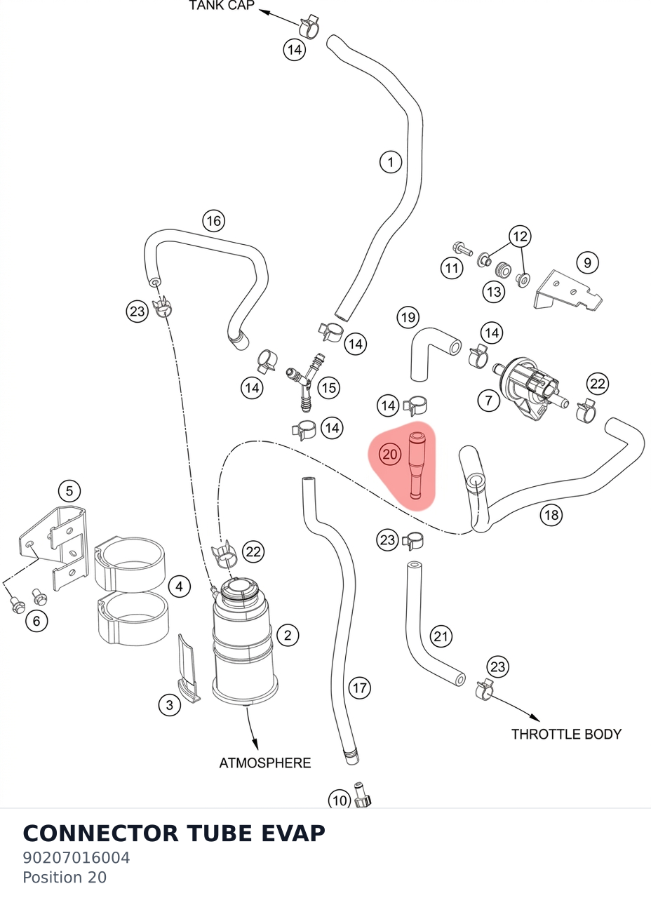 Diagram preview: CONNECTOR TUBE EVAP (90207016004)
