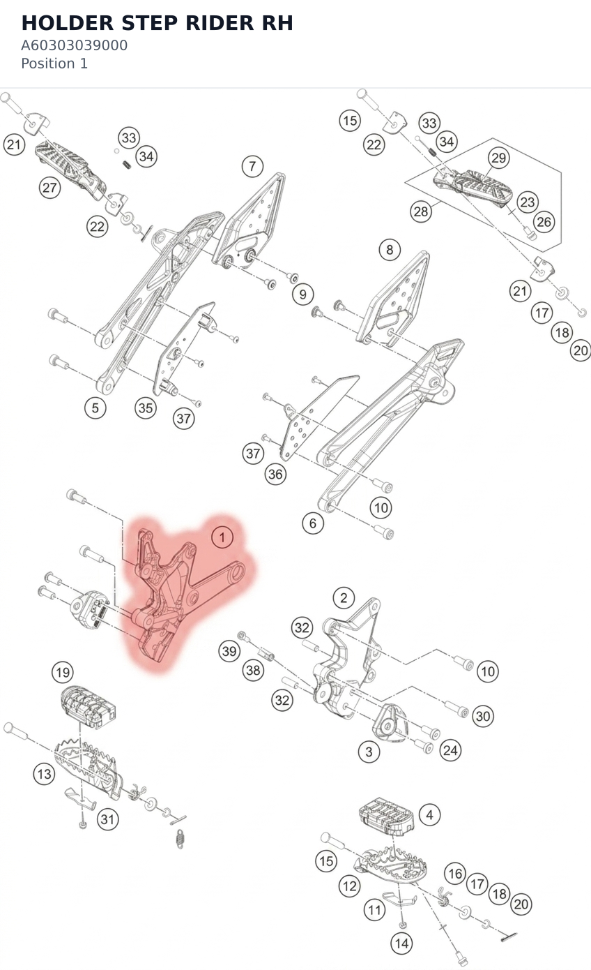 Diagram preview: HOLDER STEP RIDER RH (A60303039000)