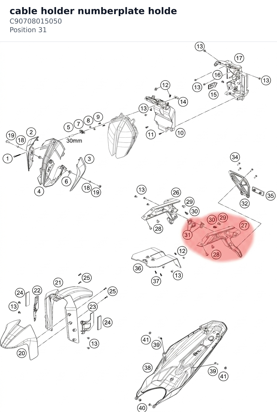 Diagram preview: cable holder numberplate holde (C90708015050)