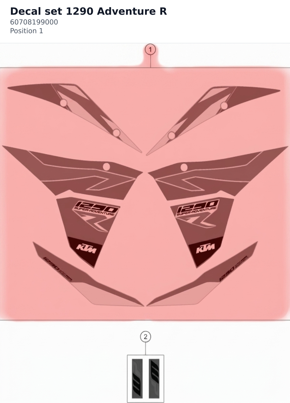 Diagram preview: Decal set 1290 Adventure R (60708199000)