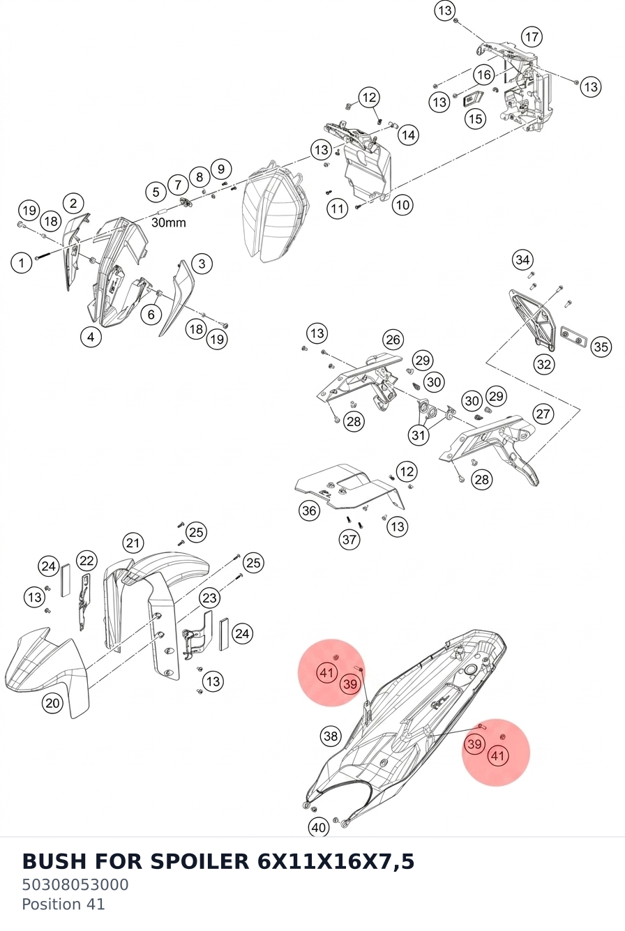 Diagram preview: BUSH FOR SPOILER 6X11X16X7,5 (50308053000)
