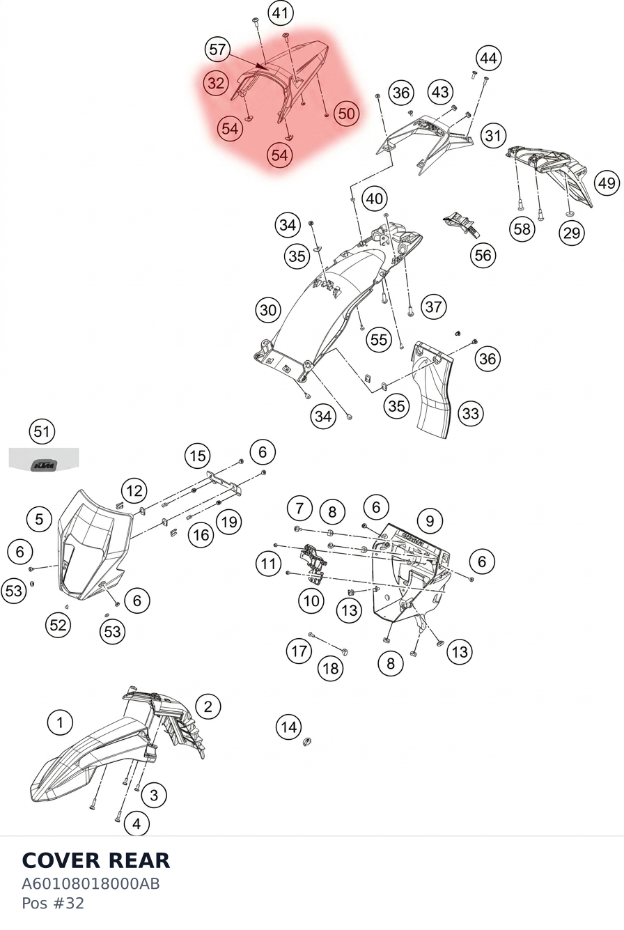 Diagram preview: COVER REAR (A60108018000AB)