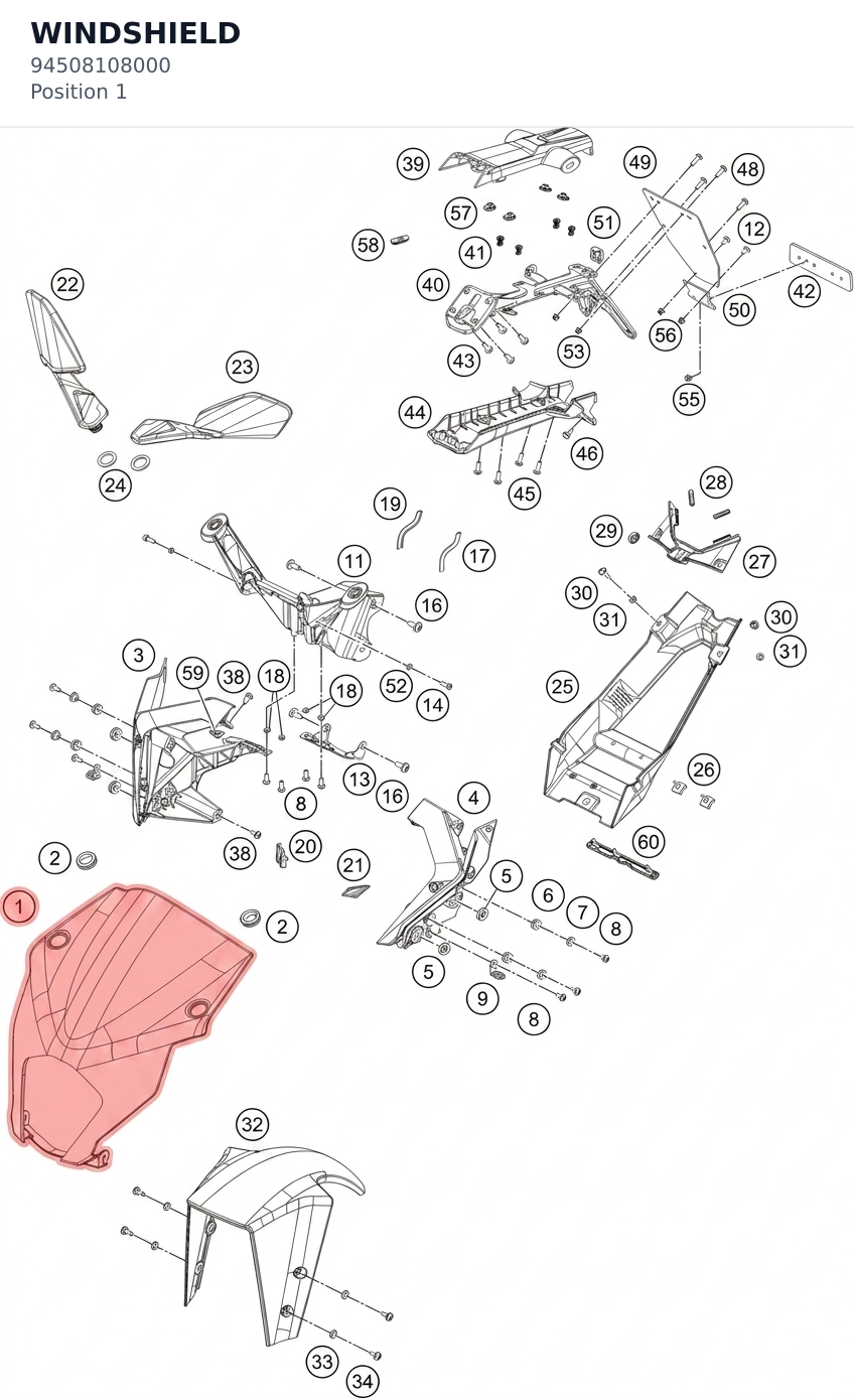 Diagram preview: WINDSHIELD (94508108000)