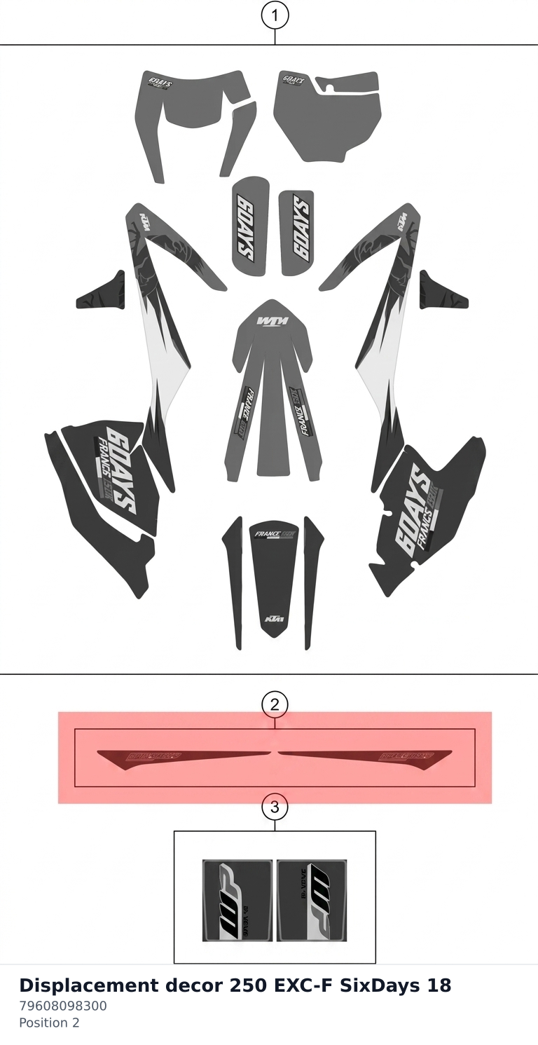 Diagram preview: Displacement decor 250 EXC-F SixDays 18 (79608098300)