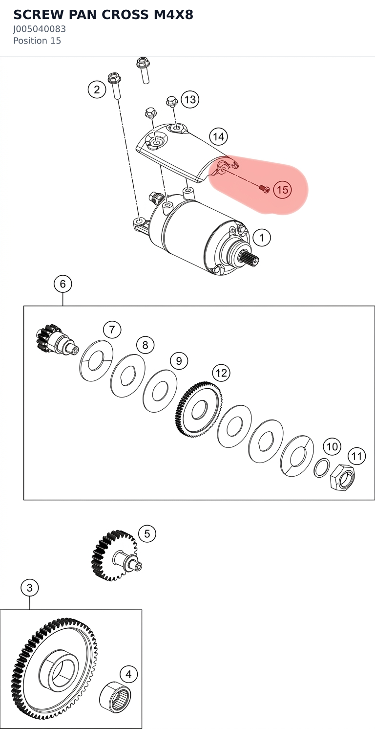 Diagram preview: SCREW PAN CROSS M4X8 (J005040083)