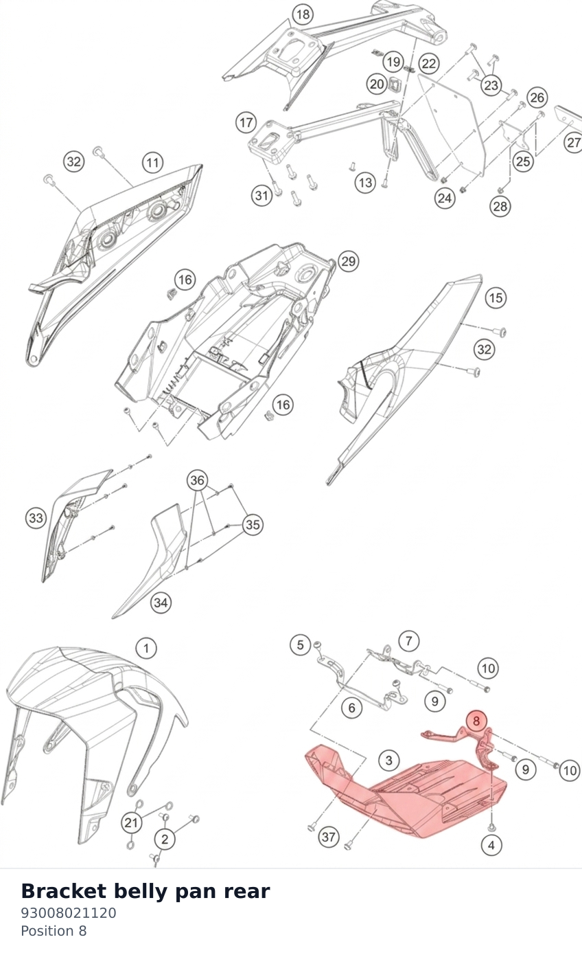 Diagram preview: Bracket belly pan rear (93008021120)