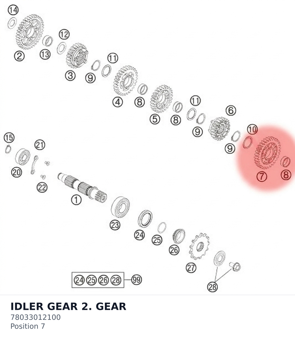Diagram preview: IDLER GEAR 2. GEAR (78033012100)