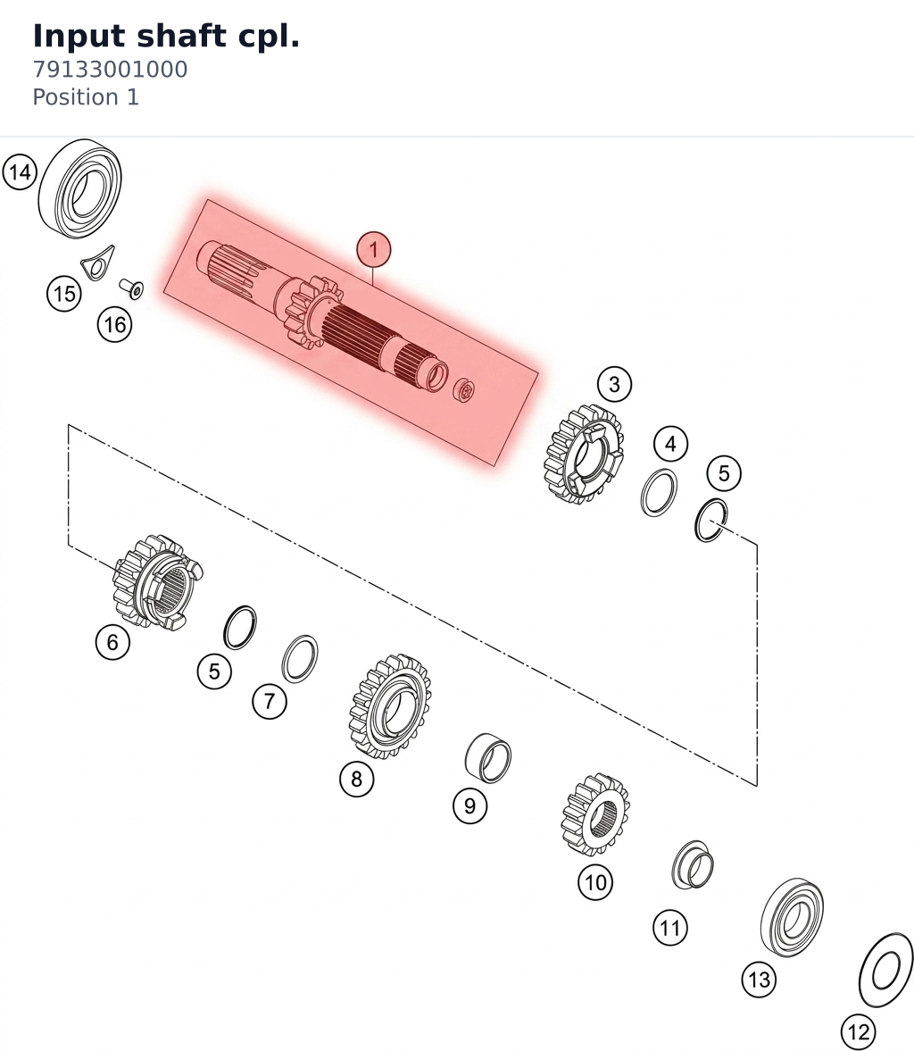Diagram preview: Input shaft cpl. (79133001000)
