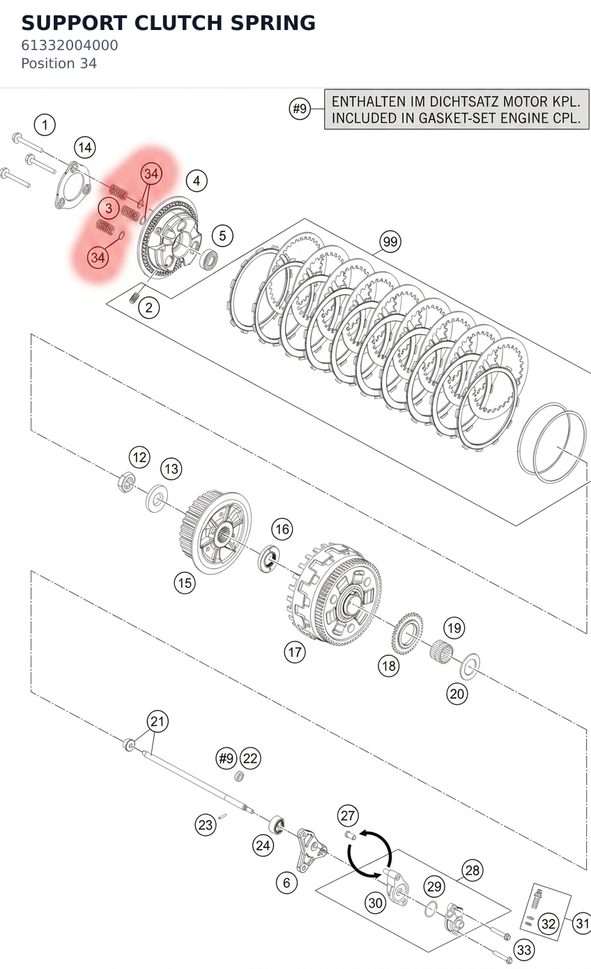 Diagram preview: SUPPORT CLUTCH SPRING (61332004000)