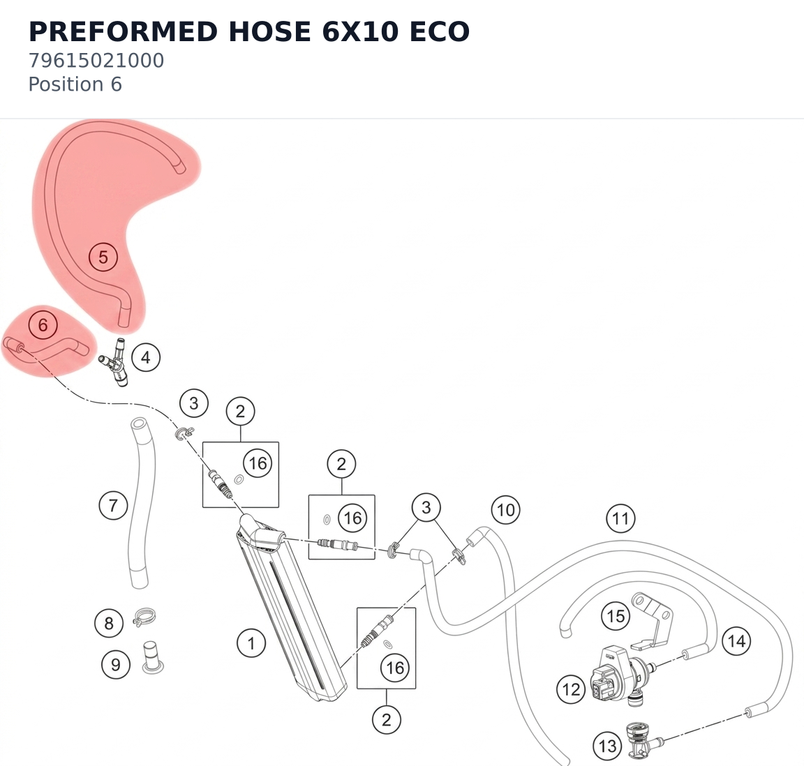 Diagram preview: PREFORMED HOSE 6X10 ECO (79615021000)