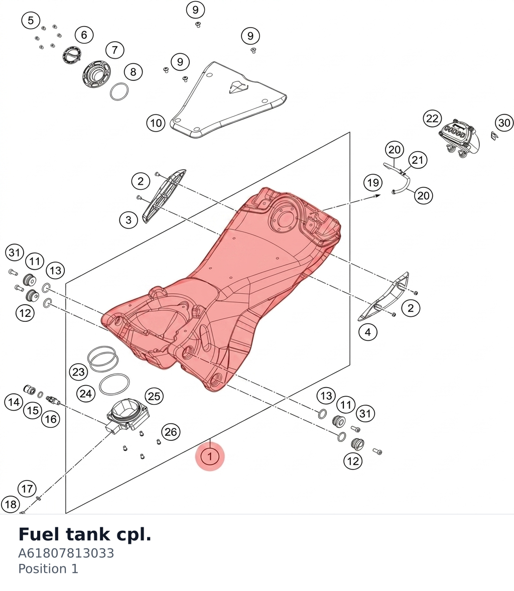 Diagram preview: Fuel tank cpl. (A61807813033)