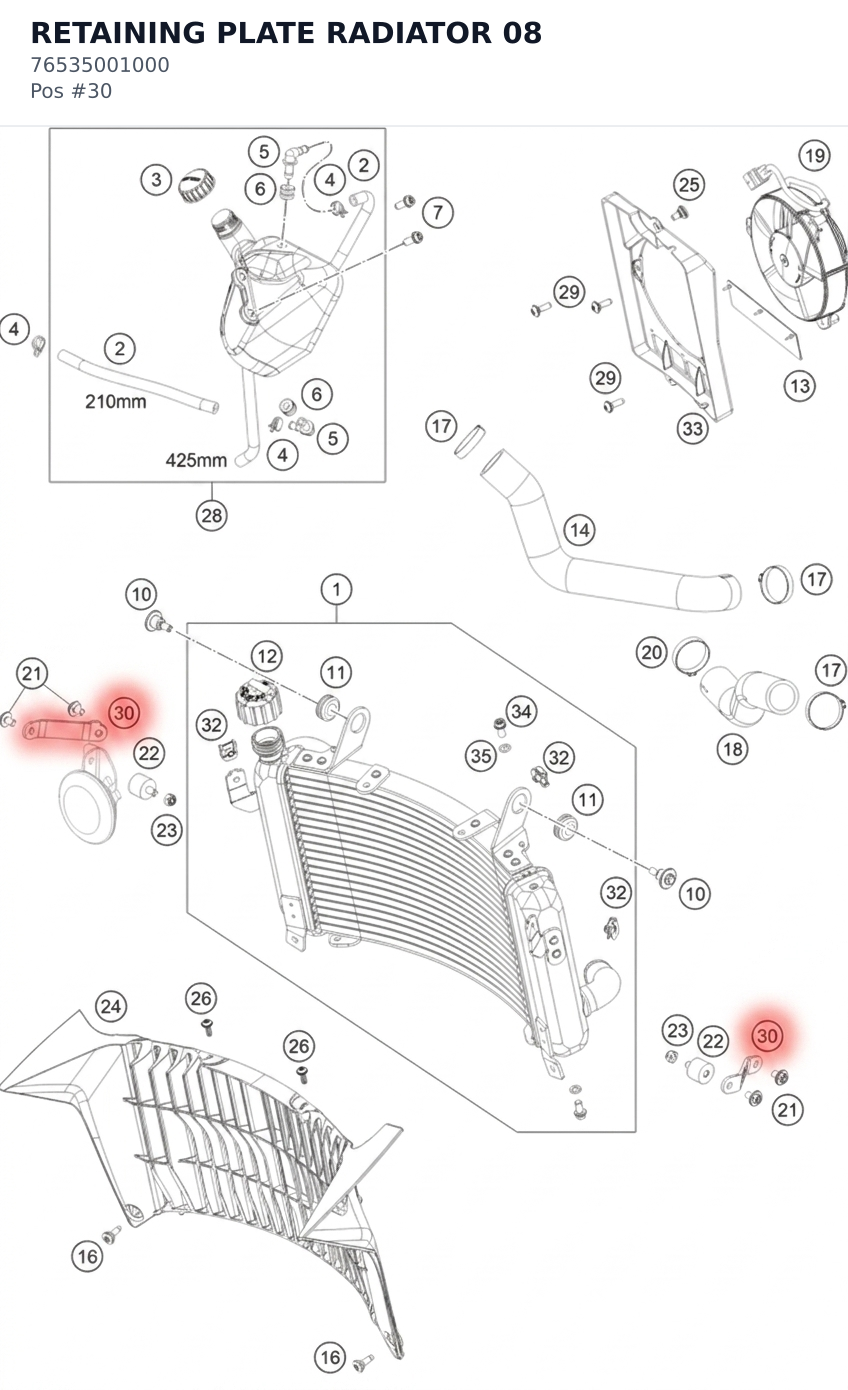 Diagram preview: RETAINING PLATE RADIATOR 08 (76535001000)