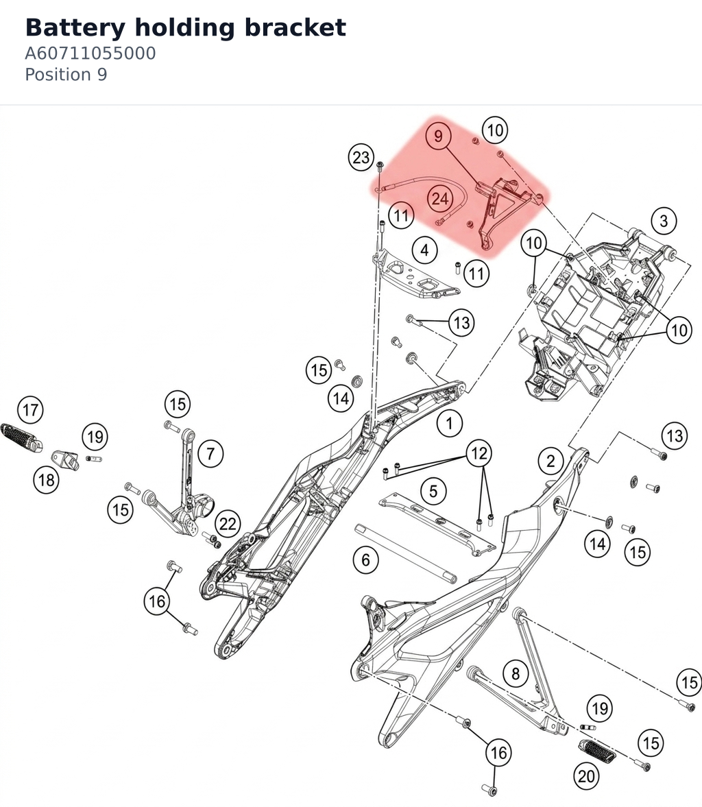 Diagram preview: Battery holding bracket (A60711055000)