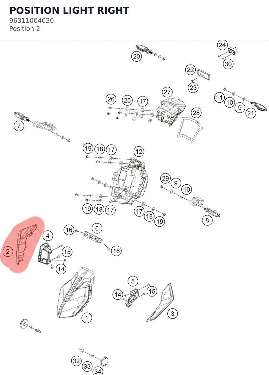 Diagram preview: POSITION LIGHT RIGHT (96311004030)