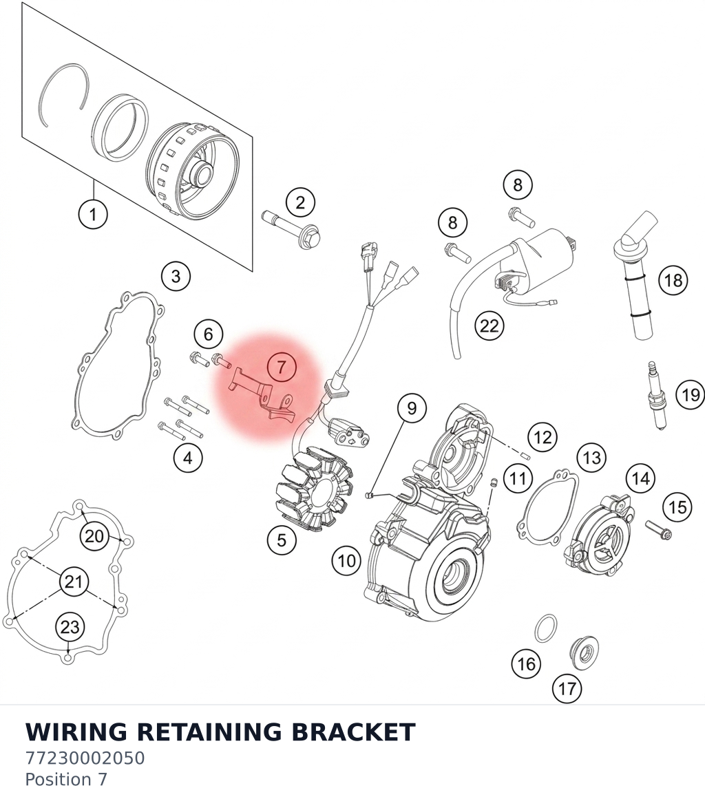 Diagram preview: WIRING RETAINING BRACKET (77230002050)