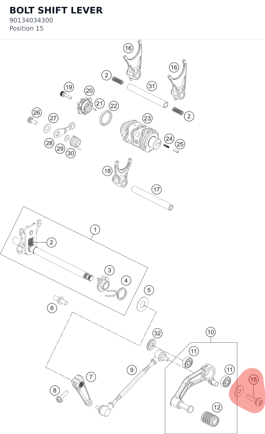Diagram preview: BOLT SHIFT LEVER (90134034300)