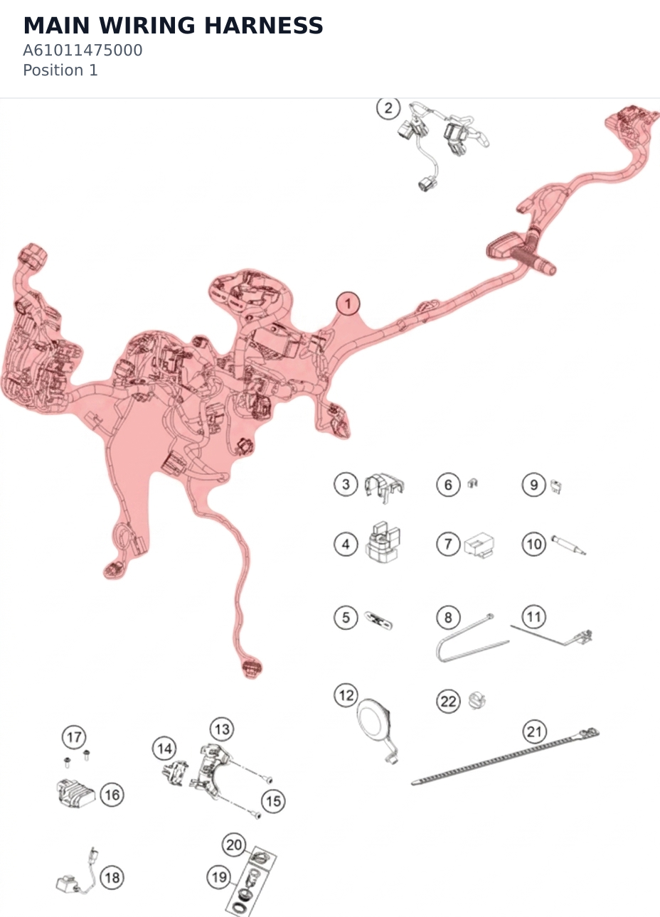 Diagram preview: MAIN WIRING HARNESS (A61011475000)