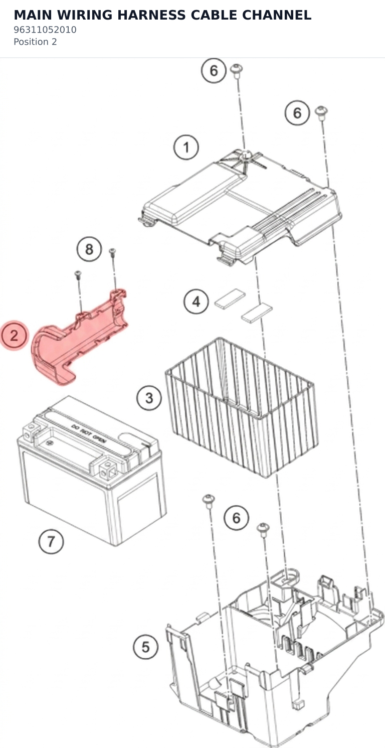 Diagram preview: MAIN WIRING HARNESS CABLE CHANNEL (96311052010)