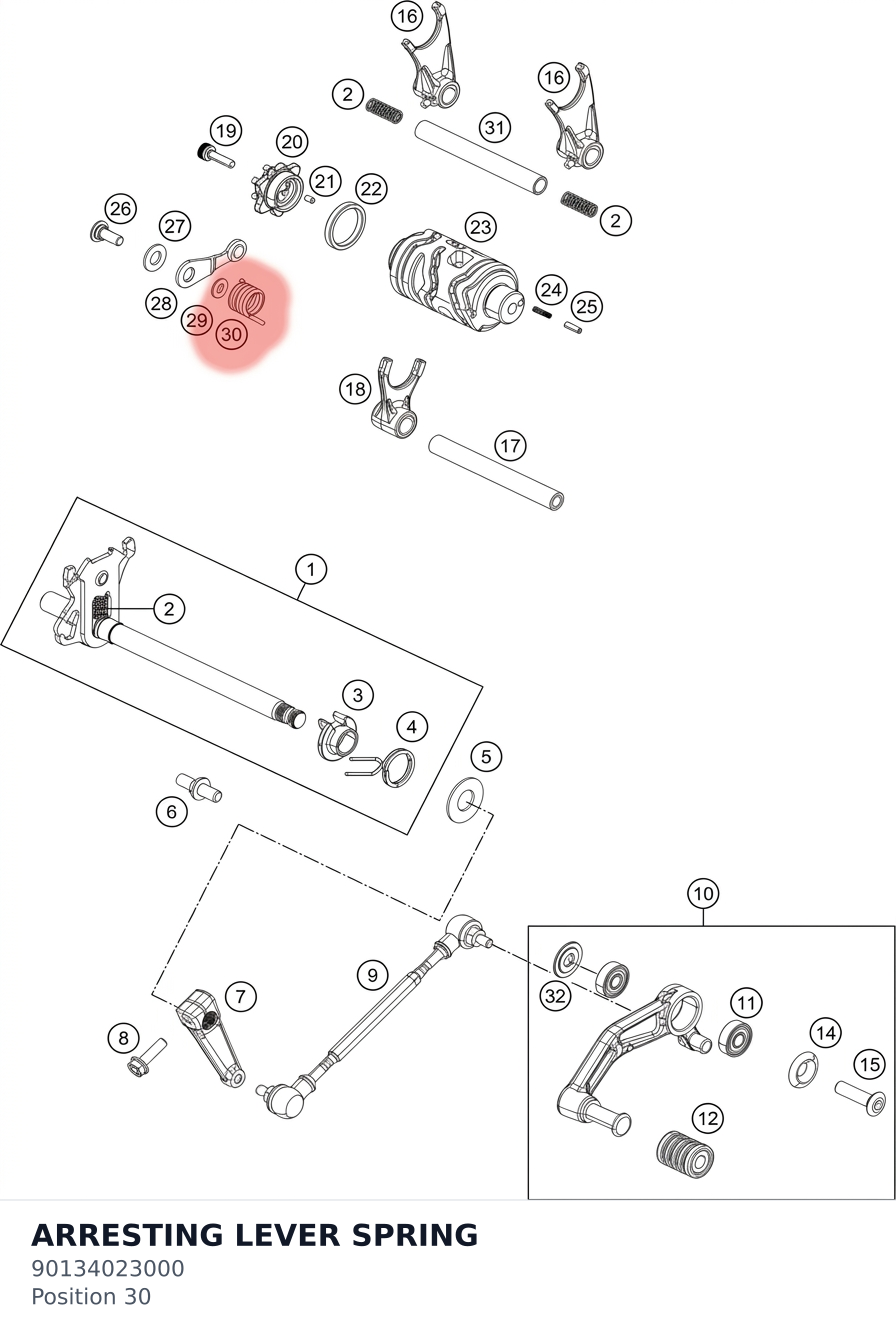 Diagram preview: ARRESTING LEVER SPRING (90134023000)