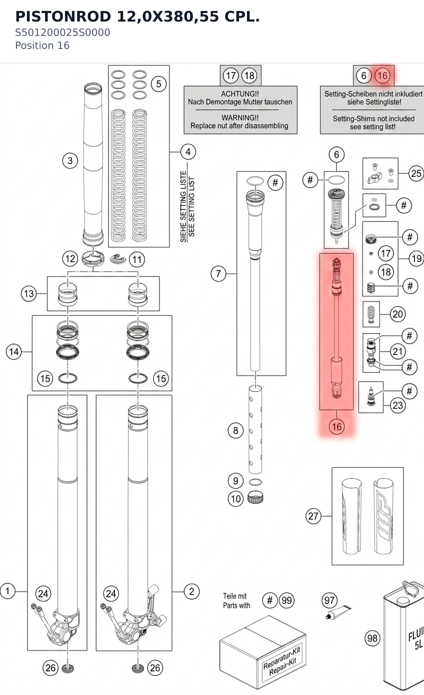 Diagram preview: PISTONROD 12,0X380,55 CPL. (S501200025S0000)
