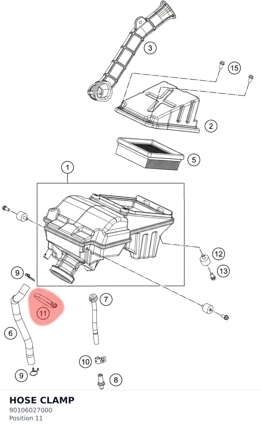 Diagram preview: HOSE CLAMP (90106027000)