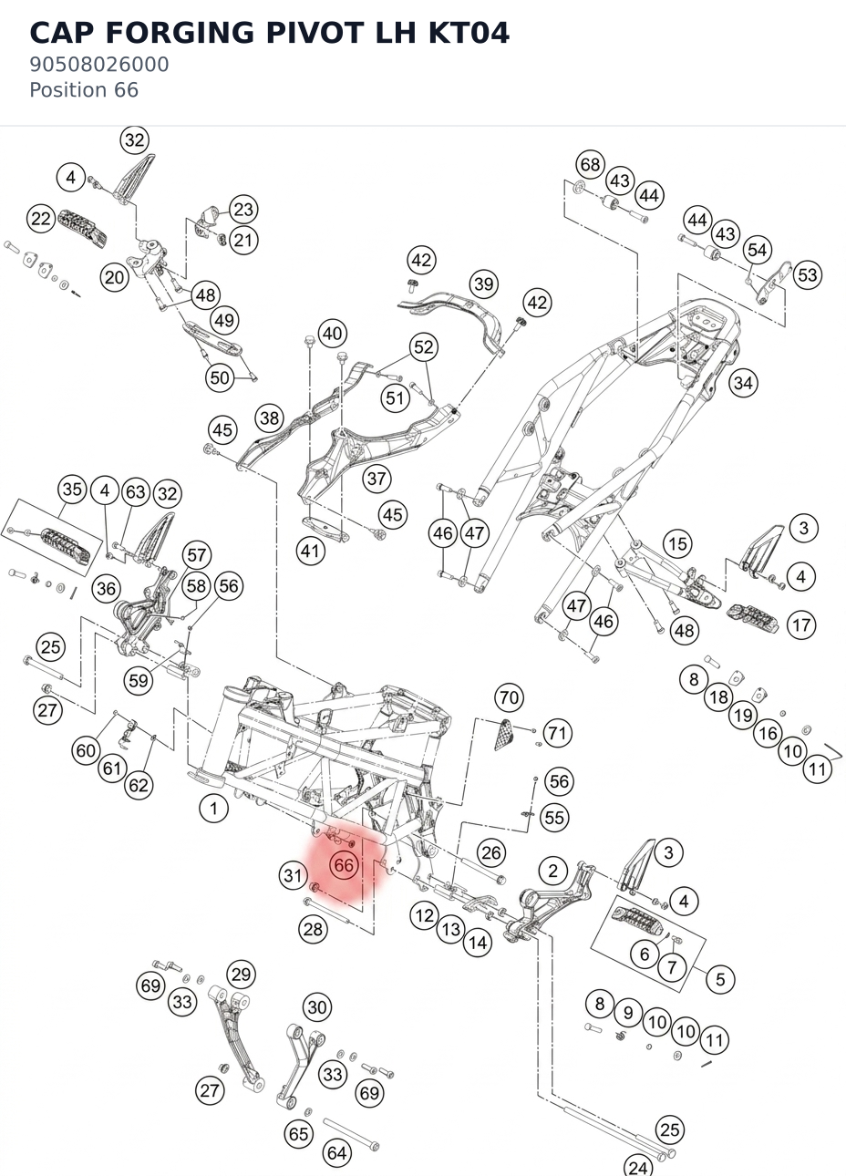 Diagram preview: CAP FORGING PIVOT LH KT04 (90508026000)
