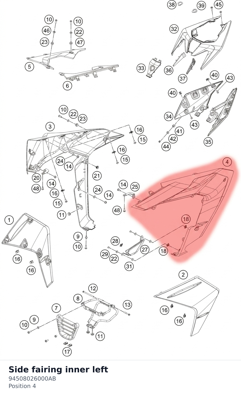 Diagram preview: Side fairing inner left (94508026000AB)